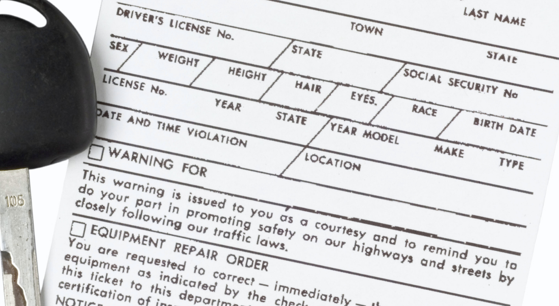 speeding ticket with key